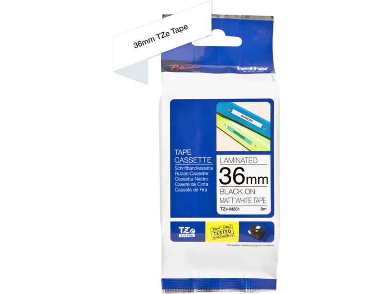 Brother TZe-M261 - Mat - auto-adhésif - noir sur blanc mat - Rouleau (3,6 cm x 8 m) 1 cassette(s) ruban laminé