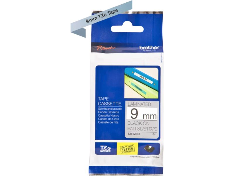 Brother TZe-M921 Tape Zwart op metallic