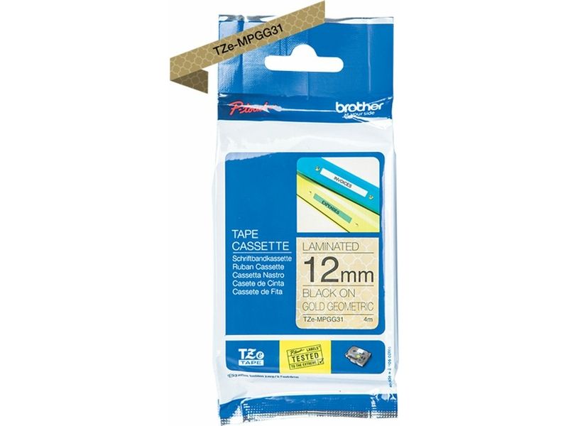 Brother TZe-MPGG31 Tape Zwart op goud