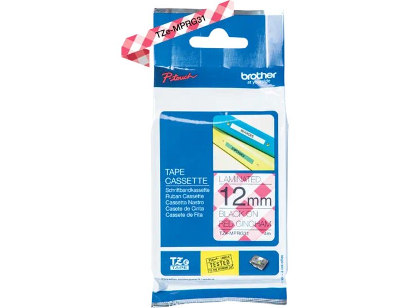 Brother TZe-MPRG31 - Noir sur vivhy rouge - Rouleau (1,2 cm x 4 m) 1 cassette(s) ruban laminé