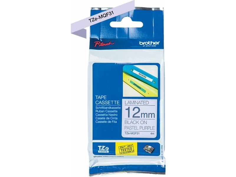 Brother TZe-MQF31 - Noir sur mauve - Rouleau (1,2 cm x 8 m) 1 cassette(s) ruban laminé