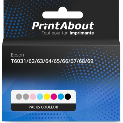 Cartouche compatible Epson T6031/62/63/64/65/66/67/68/69 - Packs couleur - Grande capacité - Multipack