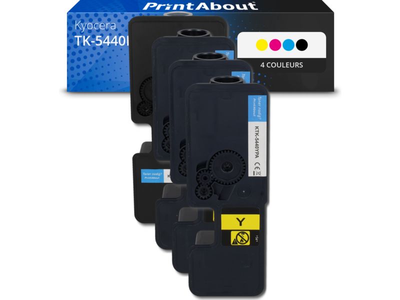 Toner compatible Kyocera TK-5440K/C/M/Y - 4 couleurs - Grande capacité - Multipack