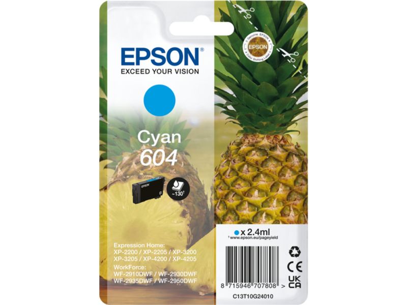 Epson 604 (C13T10G24010) Inktcartridge Cyaan
