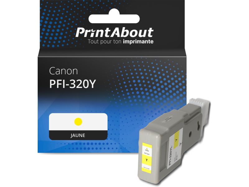 Cartouche compatible Canon PFI-320Y - Jaune - Grande capacité