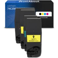 Toner compatible Lexmark 74C2SK/C/M/Y0 - 4 couleurs - Grande capacité - Multipack