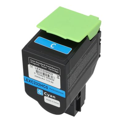 Toner compatible Lexmark C232HC0 - Cyan - Grande capacité