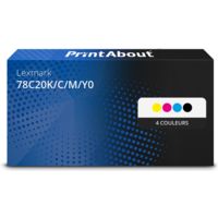 Toner compatible Lexmark 78C20K/C/M/Y0 - 4 couleurs - Multipack
