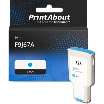 Cartouche compatible HP F9J67A (728) - Cyan - Très grande capacité