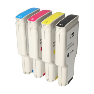 Cartouche compatible HP F9J64/65/67/68A (728) - 4 couleurs - Grande capacité - Multipack