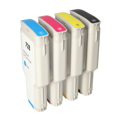 Cartouche compatible HP F9J64/65/67/68A (728) - 4 couleurs - Grande capacité - Multipack