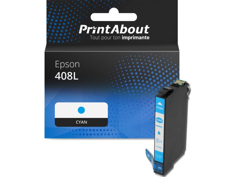 Cartouche compatible Epson 408L (C13T09K24010) - Cyan - Grande capacité