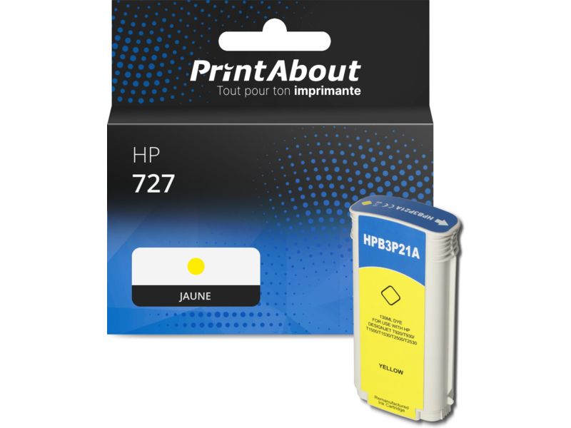 Cartouche compatible HP 727 (B3P21A) - Jaune - Grande capacité