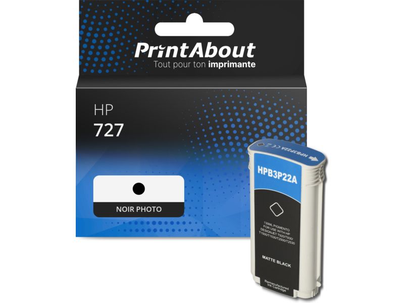 Cartouche compatible HP 727 (B3P23A) - Noir photo - Grande capacité