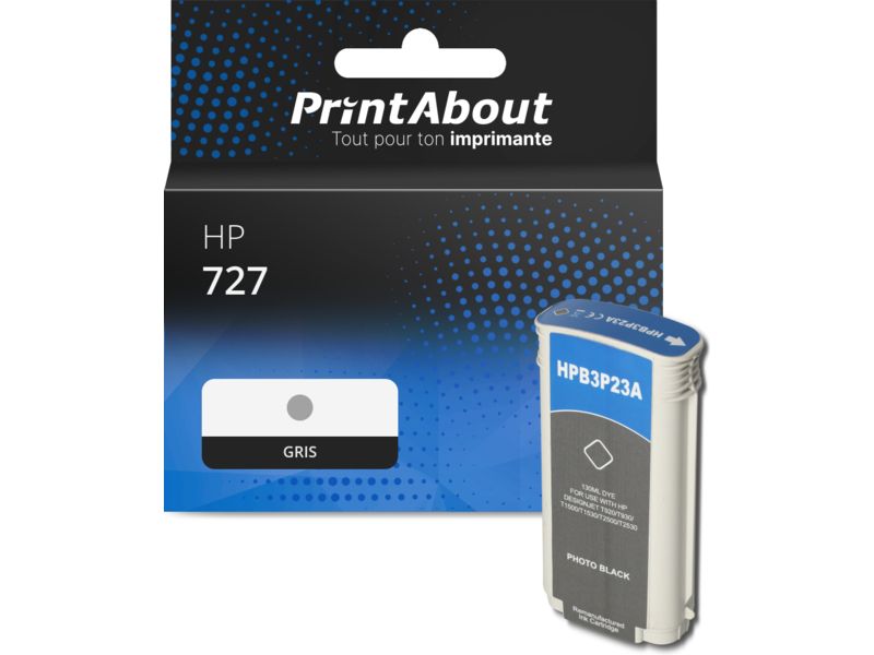 Cartouche compatible HP 727 (B3P24A) - Gris - Grande capacité