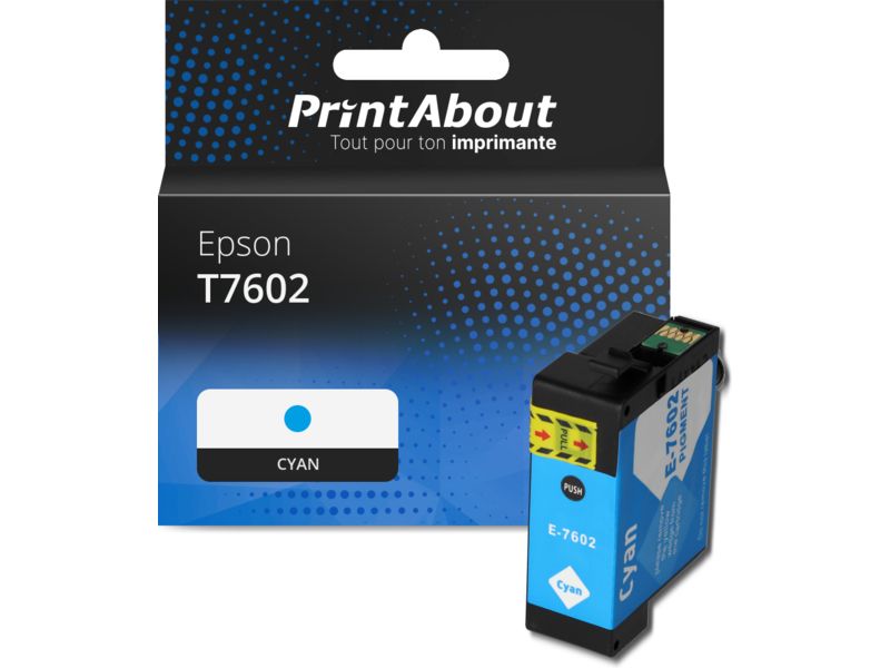 Cartouche compatible Epson T7602 - Cyan