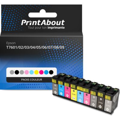 Cartouche compatible Epson T7601/02/03/04/05/06/07/08/09 - Packs couleur - Multipack