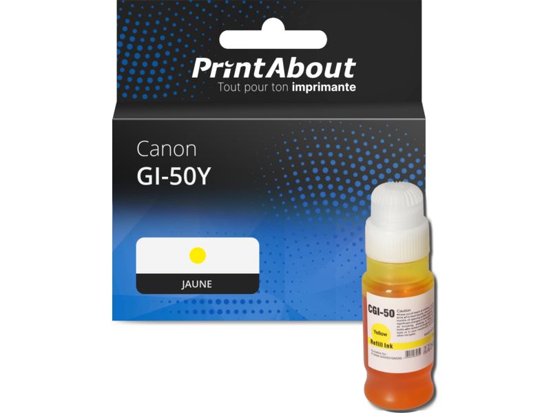 Cartouche compatible Canon GI-50Y - Jaune - Grande capacité