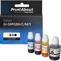 Cartouche compatible Canon GI-50PGBK/C/M/Y - 4 couleurs - Grande capacité - Multipack