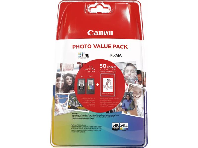Canon PG-540L / CL-541XL photo value pack Inktcartridge Zwart + 3 kleuren Multipack