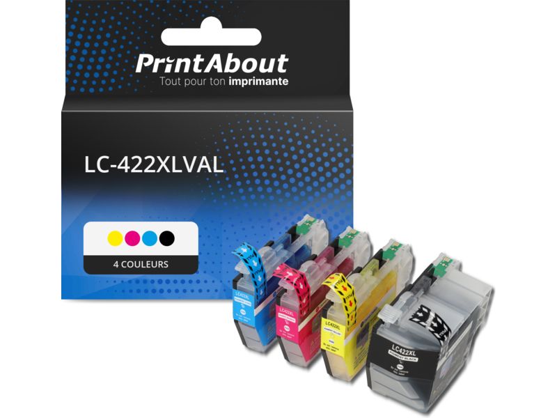 Cartouche compatible Brother LC-422XLVAL - 4 couleurs - Grande capacité - Multipack