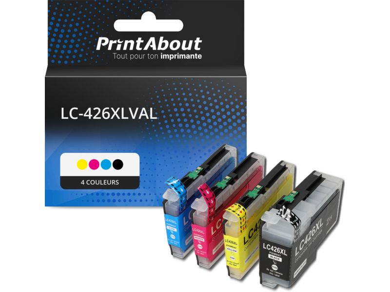 Cartouche compatible Brother LC-426XLVAL - 4 couleurs - Grande capacité - Multipack