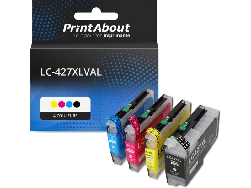 Cartouche compatible Brother LC-427XLVAL - 4 couleurs - Grande capacité - Multipack