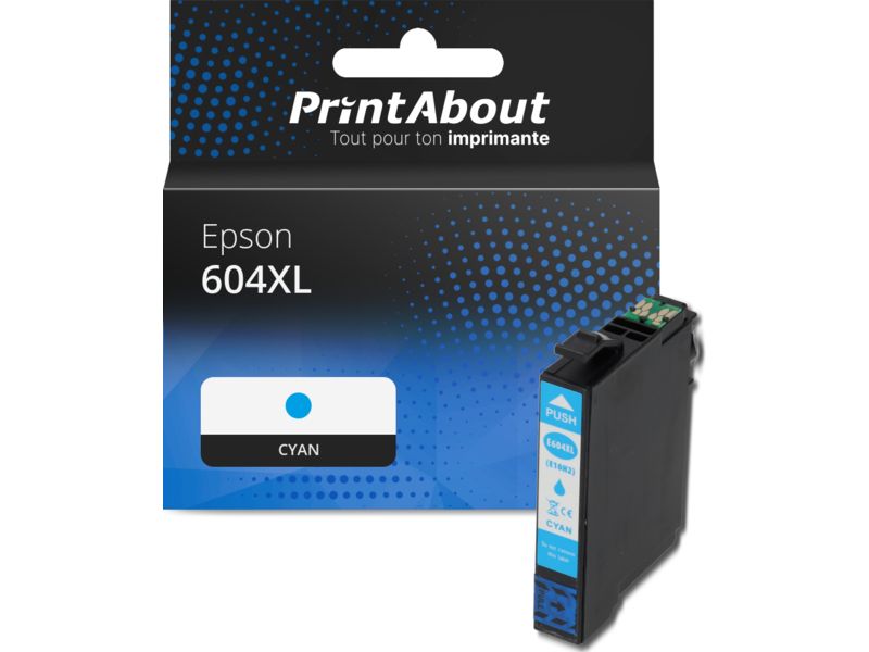 Cartouche compatible Epson 604XL (C13T10H24010) - Cyan - Grande capacité