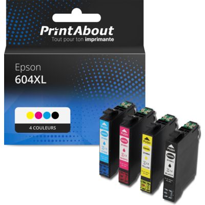 Cartouche compatible Epson 604XL (C13T10H64010) - 4 couleurs - Grande capacité - Multipack