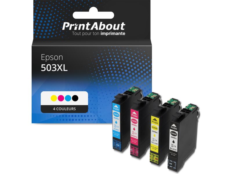 Cartouche compatible Epson 503XL (C13T09R64010) - 4 couleurs - Grande capacité - Multipack