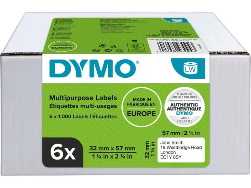 Dymo 2093094 (6 stuks) Etiket Zwart op wit