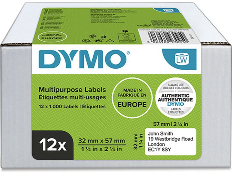 Dymo 2093095 (12 stuks) Etiket Zwart op wit