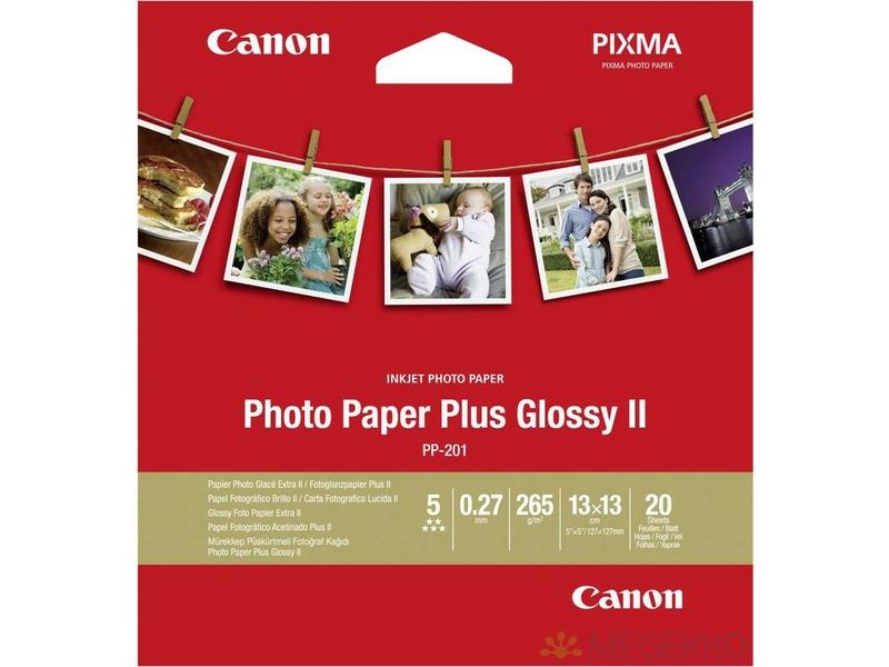 Canon PP-201 photo paper plus glossy II 265 grams 13 x 13 cm (20 vel) Fotopapier