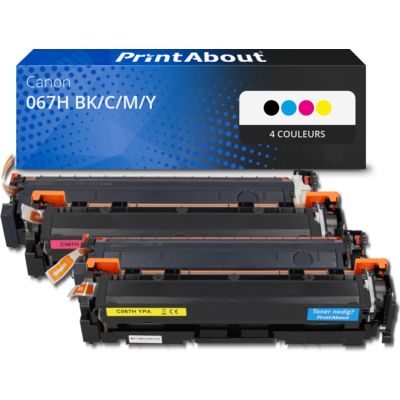 Toner compatible Canon 067H BK/C/M/Y - 4 couleurs - Grande capacité - Multipack