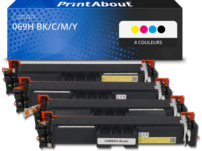 Toner compatible Canon 069H BK/C/M/Y - 4 couleurs - Grande capacité - Multipack