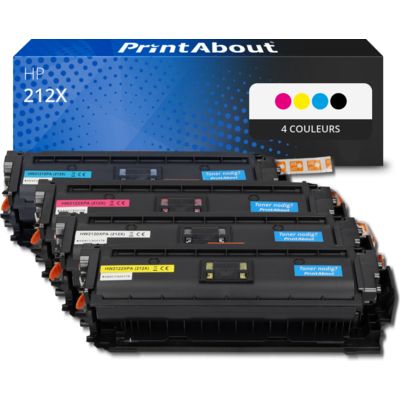 Toner compatible HP 212X (W2120/21/22/23X) - 4 couleurs - Grande capacité - Multipack