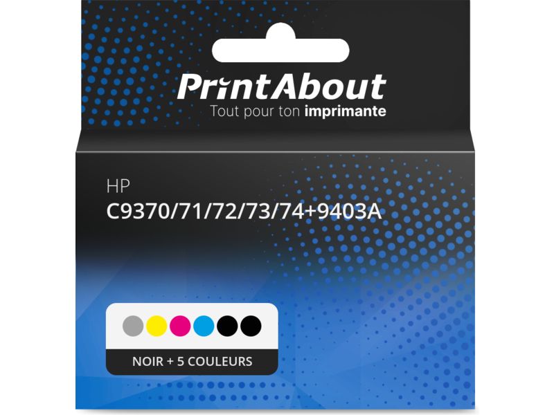 Cartouche compatible HP C9370/71/72/73/74+9403A - Noir + 5 couleurs - Multipack