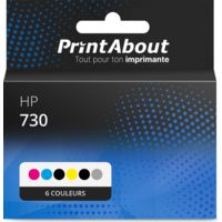 Cartouche compatible HP 730 (P2V67/68/69/70/71/72/73A) - 6 couleurs - Grande capacité - Multipack