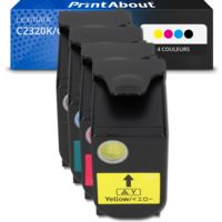 Toner compatible Lexmark C2320K/C/M/Y0 - 4 couleurs - Multipack