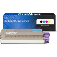 Toner compatible OKI 45396301/02/03/04 - 4 couleurs - Multipack