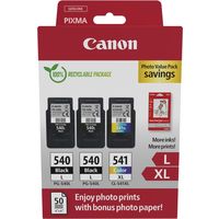Canon PG-540L + PG-540L + CL 541XL photo value pack - Noir + 3 couleurs - Cartouche d'encre - Multipack