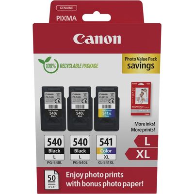 Canon PG-540L + PG-540L + CL 541XL photo value pack - Noir + 3 couleurs - Cartouche d'encre - Multipack