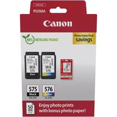 Canon PG-575 + CL-576 photo value pack - Noir + 3 couleurs - Cartouche d'encre - Multipack