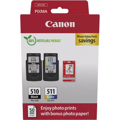 Canon PG-510 + CL-511 photo value pack - Noir + 3 couleurs - Cartouche d'encre - Multipack