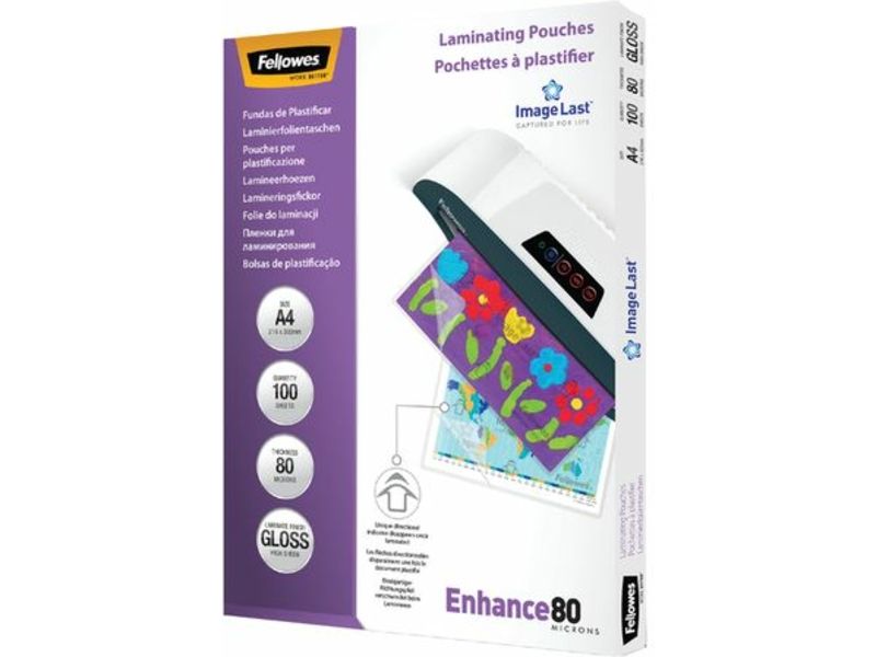 Fellowes - 80 microns 100 - A4 (210 x 297 mm) pochettes plastifiées