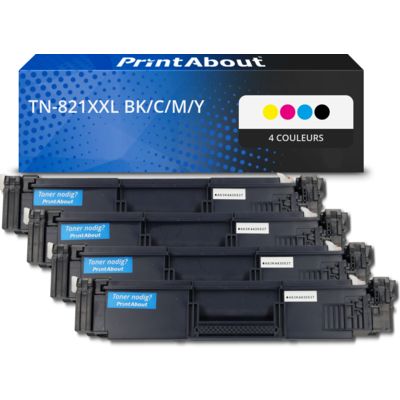 Toner compatible Brother TN-821XXL BK/C/M/Y - 4 couleurs - Très grande capacité - Multipack