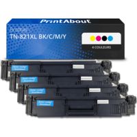 Toner compatible Brother TN-821XL BK/C/M/Y - 4 couleurs - Grande capacité - Multipack