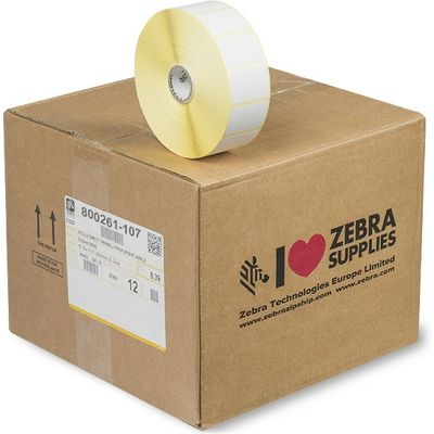 Zebra 800261-107 - (38 mm x 25 mm) 12 rouleaux - Noir sur blanc - Étiquette