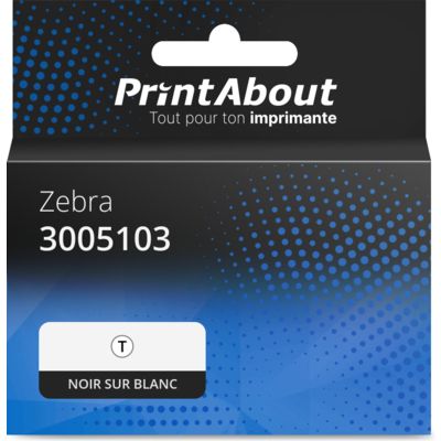 Étiquette compatible Zebra 3005103 - (57 mm x 32 mm) 4 rouleaux - Noir sur blanc