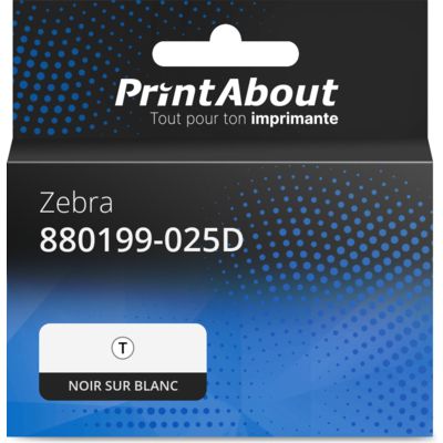 Étiquette compatible Zebra 880199-025D - (51 mm x 25 mm) 12 rouleaux - Noir sur blanc